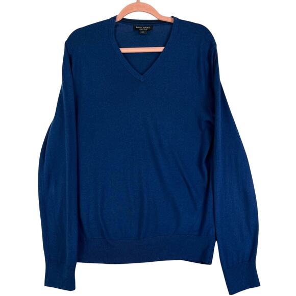 Banana Republic Sweater Mens M Blue Luxury Blend Silk Cotton Cashmere V-neck - Picture 4 of 12